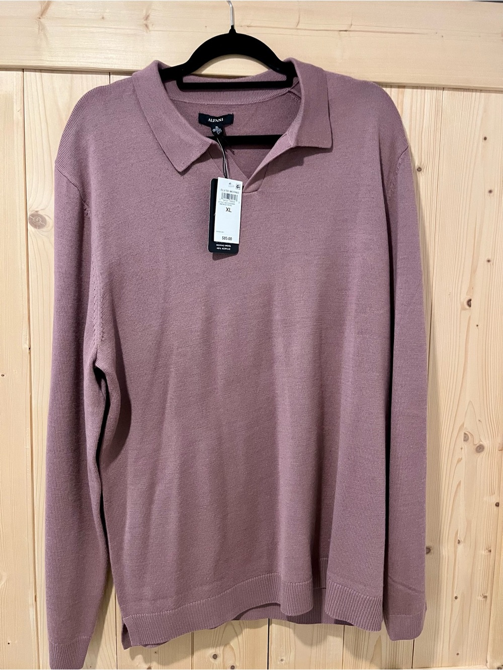 Alfani Smoked Rose Knit Polo Sweater